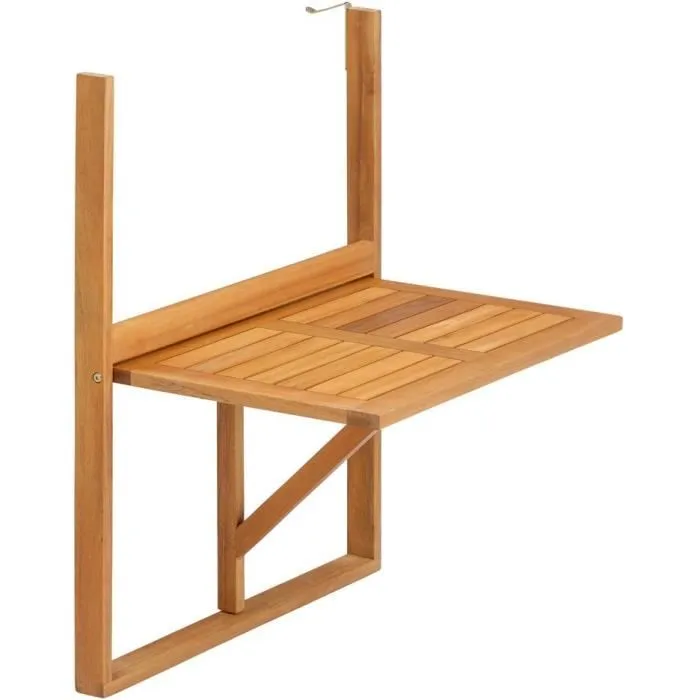 No Name LILOU Table de balcon suspendue pliable en bois d'acacia FSC 64 x 43 x 80 cm