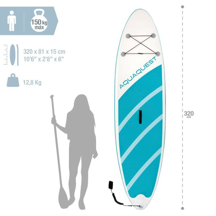 Planche de Paddle Surf Gonflable avec Accessoires Intex Aqua Quest Bleu Blanc