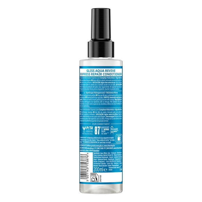 Schwarzkopf GLISS AQUA REVIVE Après-shampooing spray 200 ml - Hydratation intensive pour cheveux desséchés Schwarzkopf GLISS AQUA REVIVE Après-shampooing spray 200 ml - Hydratation intensive pour cheveux desséchés