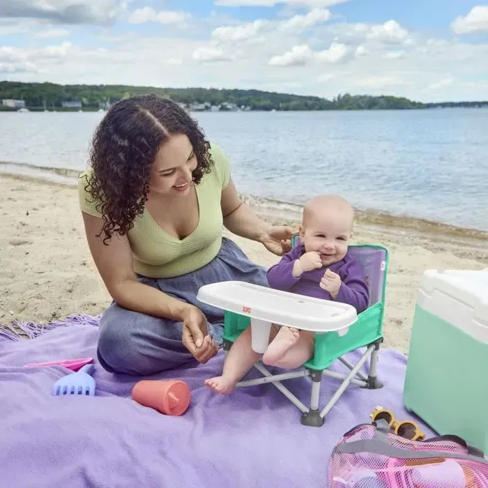 Disney Baby Rehausseur de chaise pliable et nomade Pop 'N Sit avec tablette amovible - Ariel La Petite Sirène - Pour enfant de 3 mois à 3 ans