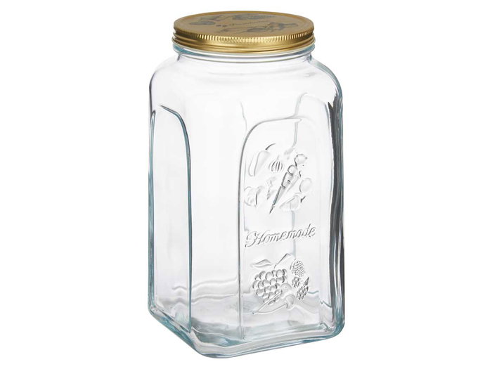 Pasabahce Pot Homemade 3000 ml - 13 x 25 x 13 cm - Verre et Métal - Doré et Transparent (Set de 6)