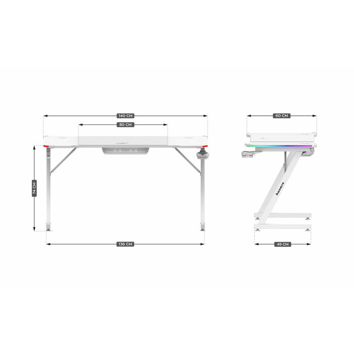Huzaro Bureau HZ-Hero 3.3 White RGB Blanc Huzaro Bureau HZ-Hero 3.3 White RGB Blanc