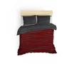 Parure de lit King-Size 240x220 cm + 2 taies d'oreiller 60x60 cm - 65% coton, 35% polyester - Rouge bordeaux / Anthracite - 120 fils - Fermeture bouton