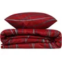 Parure de lit King-Size 240x220 cm + 2 taies d'oreiller 60x60 cm - 65% coton, 35% polyester - Rouge bordeaux / Anthracite - 120 fils - Fermeture bouton