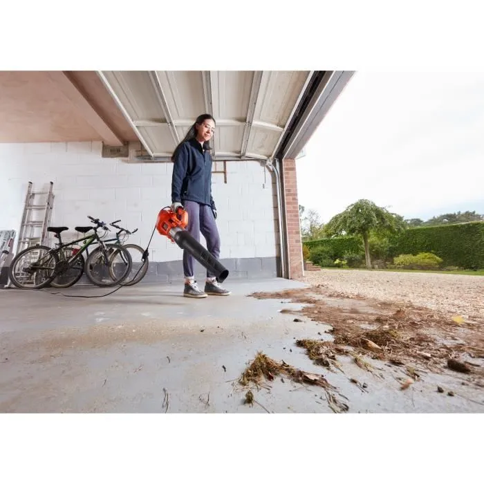 Black+Decker BEBL185-QS Souffleur de jardin filaire 1850W, débit d'air 765 m3/h (12.75 m3/min), 190 km/h avec racloir intégré