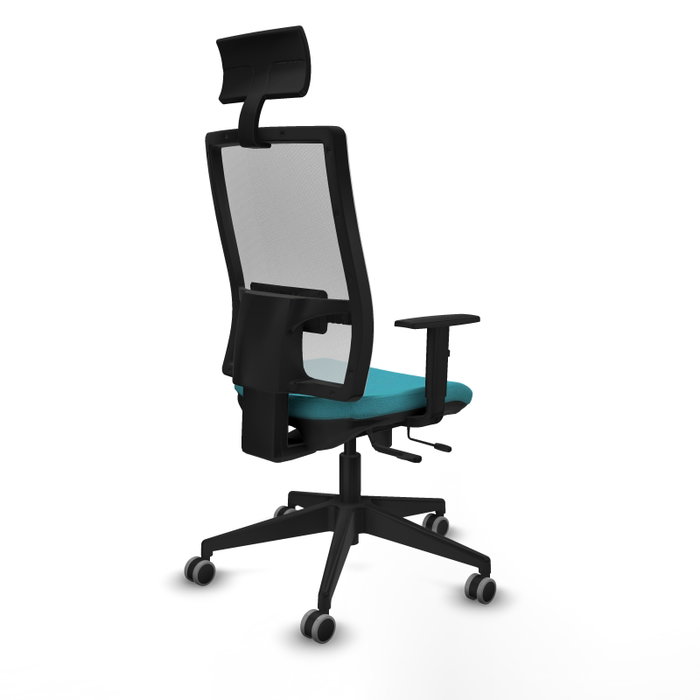 Piqueras y Crespo Chaise de Bureau Horna Turquoise et Blanc avec Appui-tête Piqueras y Crespo Chaise de Bureau Horna Turquoise et Blanc avec Appui-tête