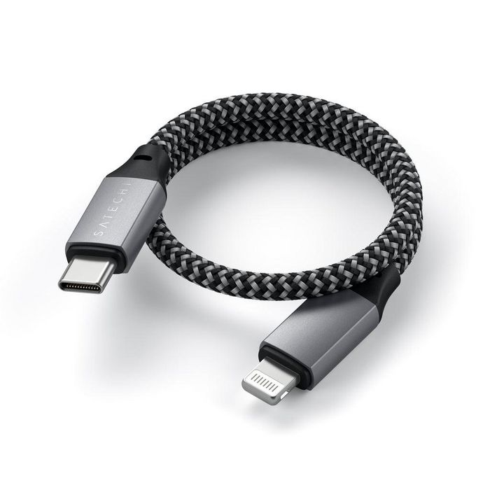Satechi Câble de Charge USB-C vers Lightning MFi (25 cm, 60W Max) pour iPhone - Charge Rapide