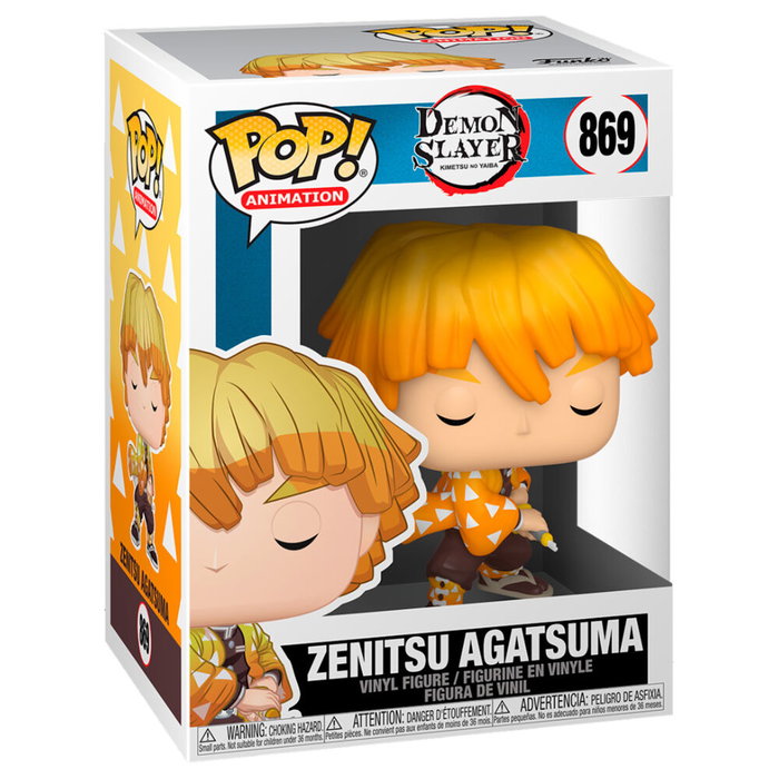 FUNKO Figura POP Demon Slayer: Kimetsu No Yaiba - Zenitsu Agatsuma en Vinyle de 9 cm avec Boîte Fenêtrée