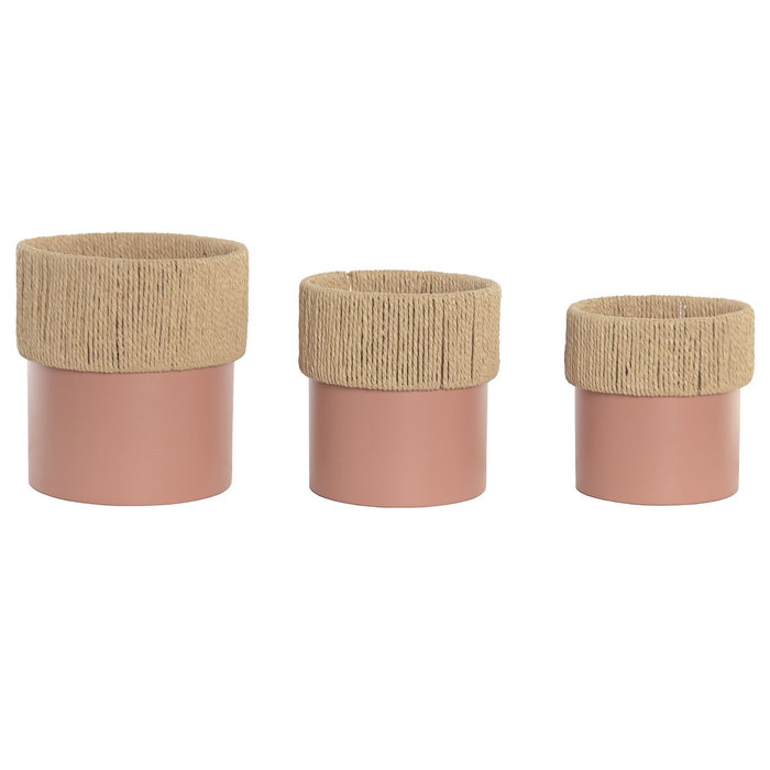 Home ESPRIT Set de 3 cache-pots Urbain Rose clair Fer et Fibre