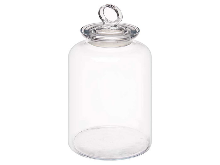 Pasabahce Tarro Kitchen 2640 ml en verre transparent avec couvercle silicone 14 x 25,5 x 14 cm (Set de 6)