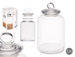 Pasabahce Tarro Kitchen 2640 ml en verre transparent avec couvercle silicone 14 x 25,5 x 14 cm (Set de 6)
