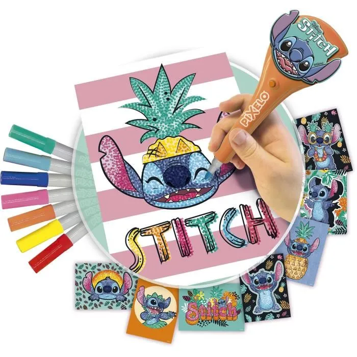 Lansay Pixelo Stitch - Jouet électronique de dessin avec 8 illustrations Hawaïennes, 7 feutres et motifs pointillés métallisés - Multicolore - Dès 6 ans Lansay Pixelo Stitch - Jouet électronique de dessin avec 8 illustrations Hawaïennes, 7 feutres et motifs pointillés métallisés - Multicolore - Dès 6 ans