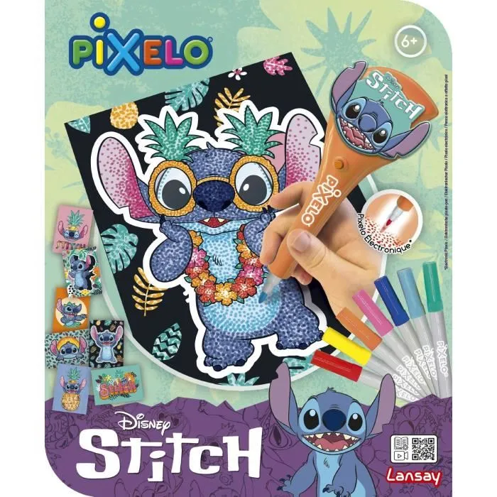 Lansay Pixelo Stitch - Jouet électronique de dessin avec 8 illustrations Hawaïennes, 7 feutres et motifs pointillés métallisés - Multicolore - Dès 6 ans Lansay Pixelo Stitch - Jouet électronique de dessin avec 8 illustrations Hawaïennes, 7 feutres et motifs pointillés métallisés - Multicolore - Dès 6 ans