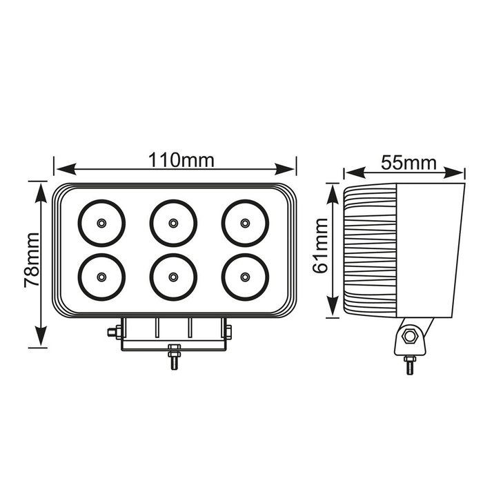 Goodyear Projecteur de travail rectangulaire LED 6 LED 1200 lm 18 W 10-30 V