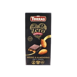 TORRAS Chocolat Noir 72% avec Amandes ZERO 150g
