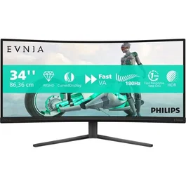 Philips 34M2C3500L/00 - Écran PC Gamer Incurvé 34" WQHD (3440x1440) - Dalle Fast VA, 180 Hz, 1 ms, HDR - Moniteur Gaming