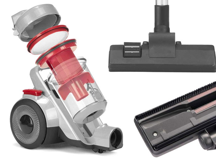 Argon Aspirateur Turbo Roues Gris Rouge 900 W 36x27x25 cm Plastique Métal