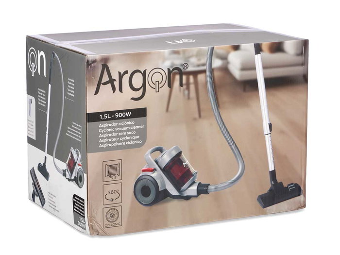 Argon Aspirateur Turbo Roues Gris Rouge 900 W 36x27x25 cm Plastique Métal