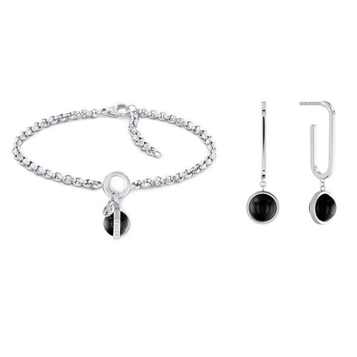 Ensemble Bracelet et Boucles d'oreilles Tommy Hilfiger 2770171 Noir Argenté Ensemble Bracelet et Boucles d'oreilles Tommy Hilfiger 2770171 Noir Argenté