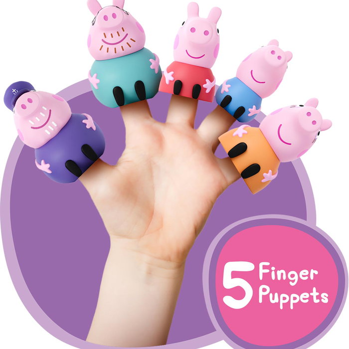 DEQUBE Peppa Pig Lot de 5 Marionnettes à Doigts en Caoutchouc pour le Bain - Personnages Famille - Jouet Bébé +12 Mois