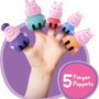DEQUBE Peppa Pig Lot de 5 Marionnettes à Doigts en Caoutchouc pour le Bain - Personnages Famille - Jouet Bébé +12 Mois