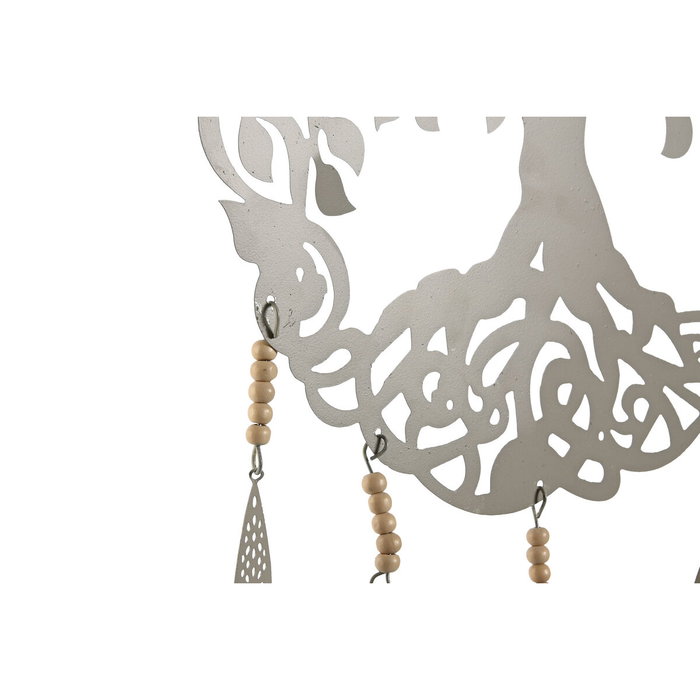 Home ESPRIT Décoration Suspendue Arbre Bleu Blanc Gris Rose Fer (4 Unités) - 33 x 1 x 77 cm