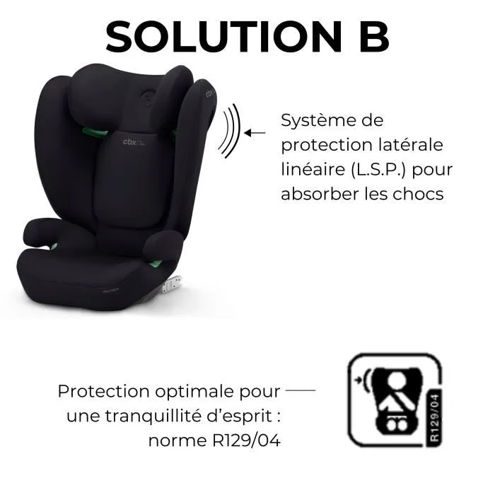 Cybex Siège auto Solution B i-Fix - Groupe 2/3 pour enfant 3-12 ans (15-50 kg, 100-150 cm), homologué R129/03, protection L.S.P., installation ISOFIX - Noir Cybex Siège auto Solution B i-Fix - Groupe 2/3 pour enfant 3-12 ans (15-50 kg, 100-150 cm), homologué R129/03, protection L.S.P., installation ISOFIX - Noir