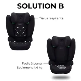 Cybex Siège auto Solution B i-Fix - Groupe 2/3 pour enfant 3-12 ans (15-50 kg, 100-150 cm), homologué R129/03, protection L.S.P., installation ISOFIX - Noir