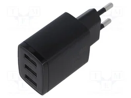 BASEUS Chargeur USB 3 ports USB-A, 17W, Noir