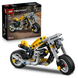 LEGO Technic 42225 - Moto de Construction Jaune - Jouet STEM avec Moteur 3 Pistons et Direction - Idée Cadeau pour Enfant