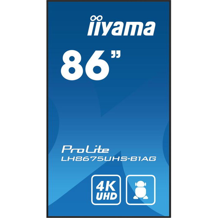 iiyama Moniteur Digital Signage LH8675UHS-B1AG, 86 pouces, 4K UHD, HDMI, USB, avec cadre noir