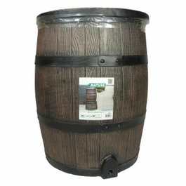 Nature Récupérateur d'eau de pluie design baril bois 120L Marron