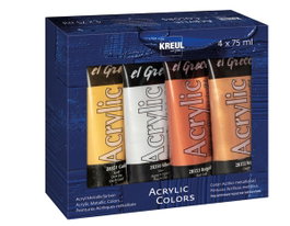 Kreul Set de 4 tubes de peinture acrylique métallique el Greco 75 ml