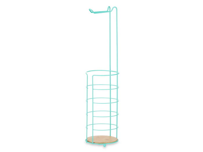 Berilo Porte-rouleau en métal et bambou, couleur menthe, 16x63x16 cm (Set de 4)