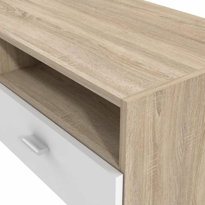Meuble TV PILVI Blanc mat et décor chêne