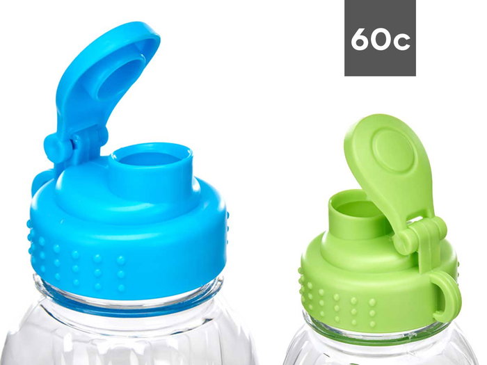 LEKNES Lot de 24 Cantimplores en Plastique 600 ml - Bleu et Vert
