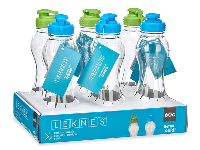 LEKNES Lot de 24 Cantimplores en Plastique 600 ml - Bleu et Vert