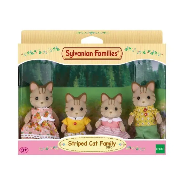 Sylvanian Families 5180 Famille Chat Tigre - 4 Figurines Articulées et Habillées, Jouet pour Enfants à Partir de 3 Ans - Les Familles