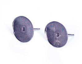 Innspiro Boucles d'oreilles métalliques pour incrustation base ovale argent vieilli 13,0x10,7mm