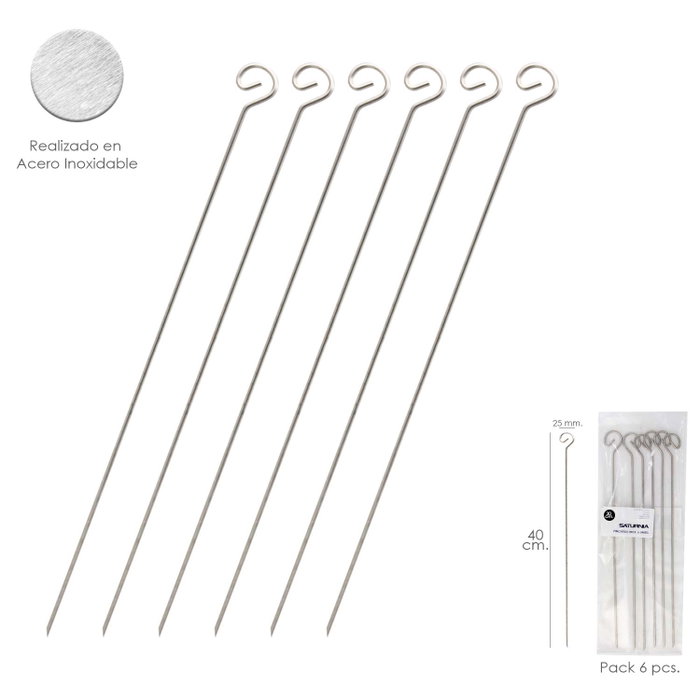 SATURNIA Grandes brochettes en acier chromé (lot de 6) SATURNIA Grandes brochettes en acier chromé (lot de 6)