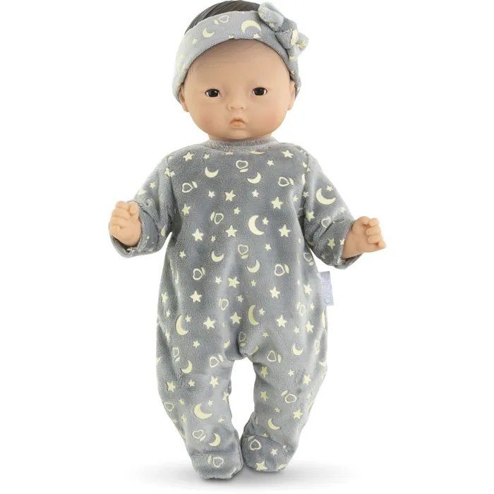 Corolle Pyjama pour poupon phosphorescent 30 cm Brille dans la Nuit avec motifs étoiles et lunes - Doux