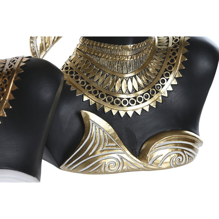 Home ESPRIT Figurine Décorative Africaine Blanc Noir Doré (2 Unités)