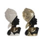 Home ESPRIT Figurine Décorative Africaine Blanc Noir Doré (2 Unités)