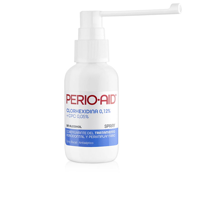 Perio·Aid Spray Buco-Dentaire Traitement à la Chlorhexidine 0,12 % et CPC 0,05 % - 50 ml - Désinfectant Oral sans Alcool Perio·Aid Spray Buco-Dentaire Traitement à la Chlorhexidine 0,12 % et CPC 0,05 % - 50 ml - Désinfectant Oral sans Alcool