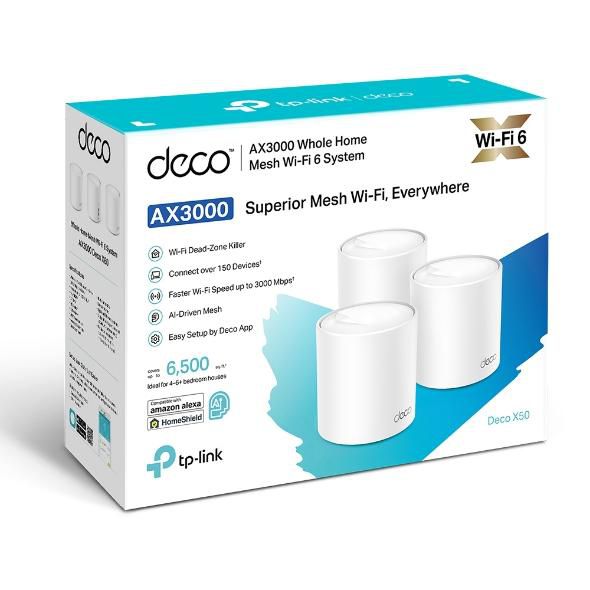TP-Link Deco X50 AX3000 Système Mesh WiFi 6 (Pack de 3) - Blanc