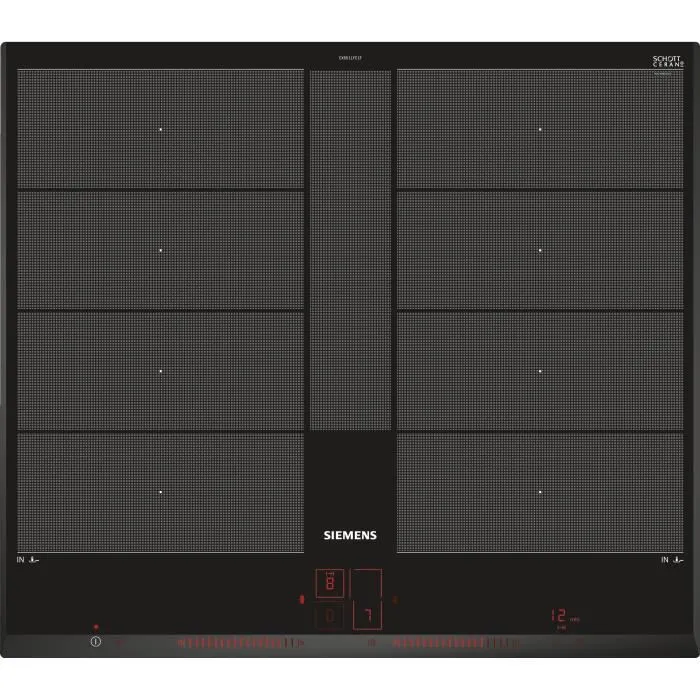 Siemens EX651LYC1F IQ700 - Table de cuisson à induction - 60 cm - Noir - 4 zones de cuisson - Dual LightSlider - 7400 W Siemens EX651LYC1F IQ700 - Table de cuisson à induction - 60 cm - Noir - 4 zones de cuisson - Dual LightSlider - 7400 W