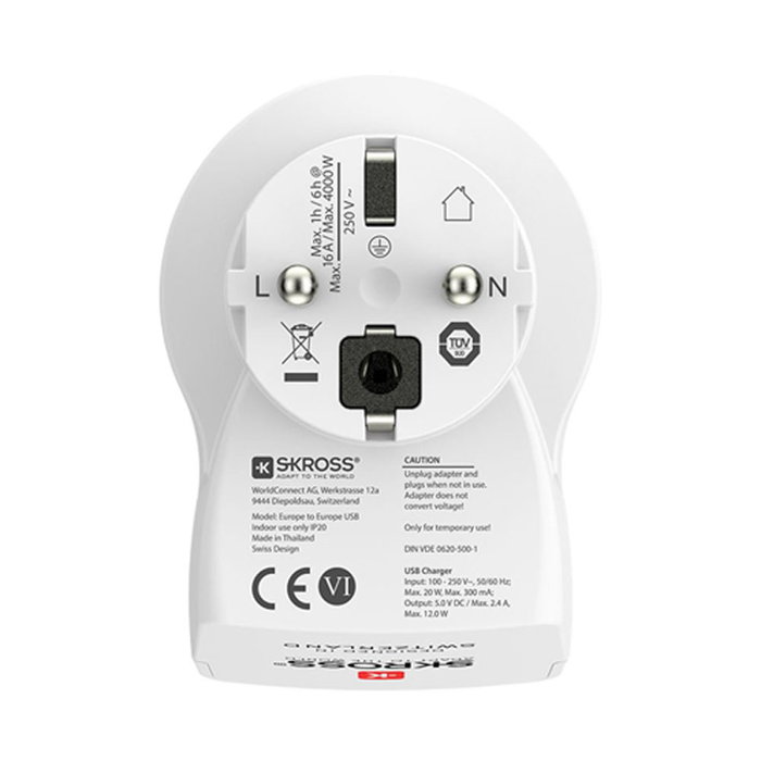 Adaptateur pour Prises Skross 1500282 USB x 2 Européen 2,4 A