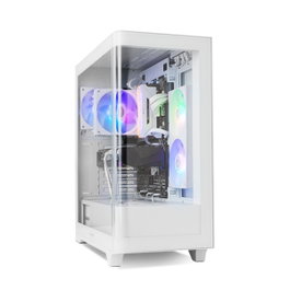 Nox Hummer Ether Caisse Ordinateur Gaming Semi-Tour ATX Blanc avec Panneau Latéral en Verre Courbé et USB-C