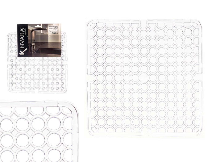Kinvara Tapis d'Évier Carré 28x28 cm Transparent Plastique (Set de 24) Kinvara Tapis d'Évier Carré 28x28 cm Transparent Plastique (Set de 24)