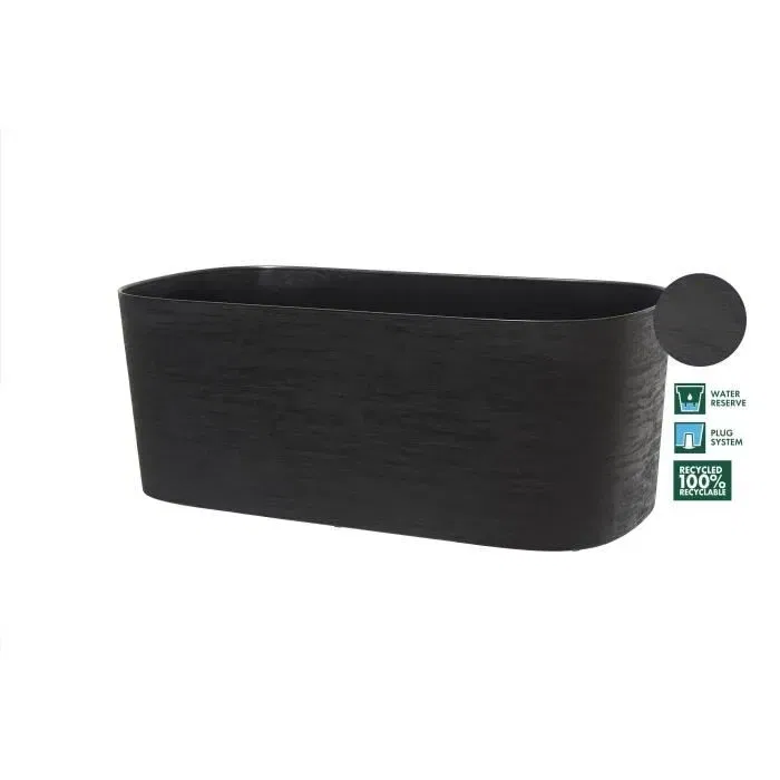 Garden Id Respect - Jardinière avec réserve d'eau 50 x 17 cm, anthracite - Surface structurée, durable et 100% recyclable à partir de déchets ménagers Garden Id Respect - Jardinière avec réserve d'eau 50 x 17 cm, anthracite - Surface structurée, durable et 100% recyclable à partir de déchets ménagers